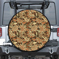 Vintage Brown Bohemian Floral Print Leather Spare Tire Cover