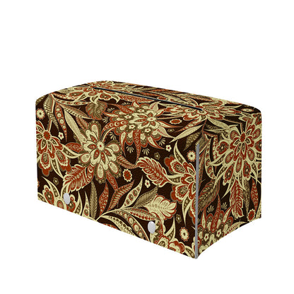 Vintage Brown Bohemian Floral Print Leather Tissue Box Cover