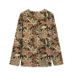 Vintage Brown Bohemian Floral Print Long Sleeve Short Coat