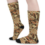 Vintage Brown Bohemian Floral Print Long Socks