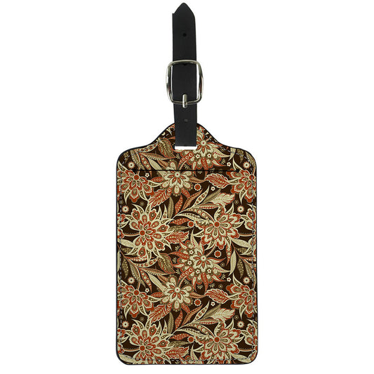 Vintage Brown Bohemian Floral Print Luggage Tag
