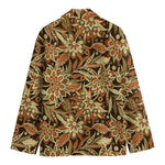 Vintage Brown Bohemian Floral Print Men's Blazer