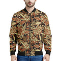 Vintage Brown Bohemian Floral Print Men's Bomber Jacket