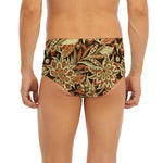 Vintage Brown Bohemian Floral Print Men's Briefs