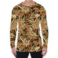 Vintage Brown Bohemian Floral Print Men's Long Sleeve T-Shirt