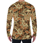 Vintage Brown Bohemian Floral Print Men's Long Sleeve T-Shirt