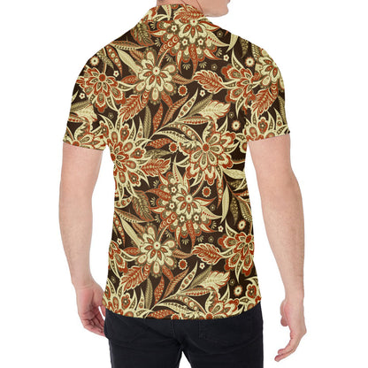 Vintage Brown Bohemian Floral Print Men's Shirt