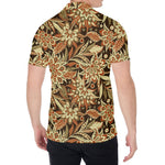 Vintage Brown Bohemian Floral Print Men's Shirt