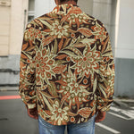 Vintage Brown Bohemian Floral Print Men's Shirt Jacket