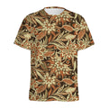 Vintage Brown Bohemian Floral Print Men's Athletic T-Shirt