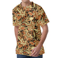 Vintage Brown Bohemian Floral Print Men's Velvet T-Shirt