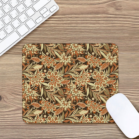 Vintage Brown Bohemian Floral Print Mouse Pad