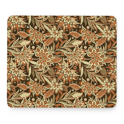 Vintage Brown Bohemian Floral Print Mouse Pad