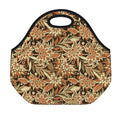 Vintage Brown Bohemian Floral Print Neoprene Lunch Bag