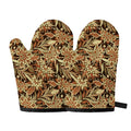 Vintage Brown Bohemian Floral Print Oven Mitts