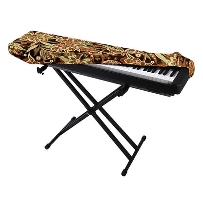 Vintage Brown Bohemian Floral Print Piano Keyboard Cover