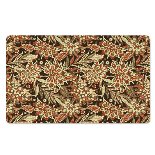 Vintage Brown Bohemian Floral Print Polyester Doormat