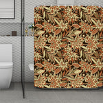 Vintage Brown Bohemian Floral Print Polyester Shower Curtain
