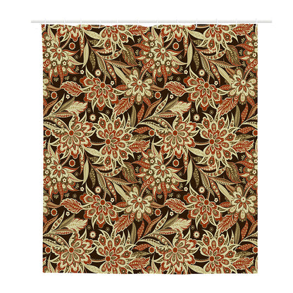 Vintage Brown Bohemian Floral Print Polyester Shower Curtain