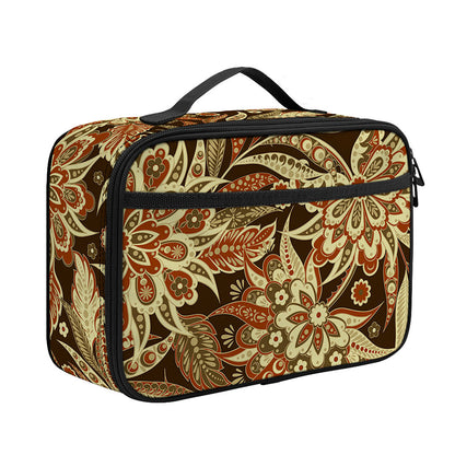 Vintage Brown Bohemian Floral Print Portable Lunch Bag