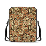 Vintage Brown Bohemian Floral Print Rectangular Crossbody Bag