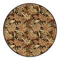 Vintage Brown Bohemian Floral Print Round Floor Mat