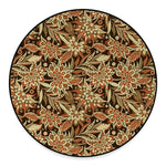 Vintage Brown Bohemian Floral Print Round Floor Mat