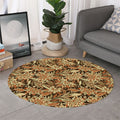 Vintage Brown Bohemian Floral Print Round Rug