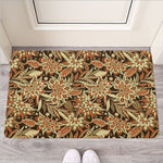 Vintage Brown Bohemian Floral Print Rubber Doormat