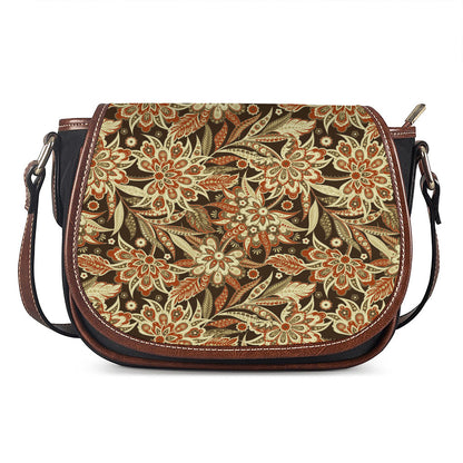 Vintage Brown Bohemian Floral Print Saddle Bag