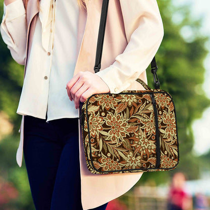 Vintage Brown Bohemian Floral Print Shoulder Strap Bible Bag