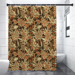 Vintage Brown Bohemian Floral Print Shower Curtain