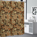 Vintage Brown Bohemian Floral Print Shower Curtain