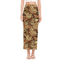 Vintage Brown Bohemian Floral Print Side Slit Maxi Skirt