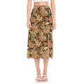 Vintage Brown Bohemian Floral Print Side Slit Midi Skirt