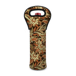 Vintage Brown Bohemian Floral Print Single Neoprene Wine Tote