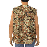 Vintage Brown Bohemian Floral Print Sleeveless Baseball Jersey