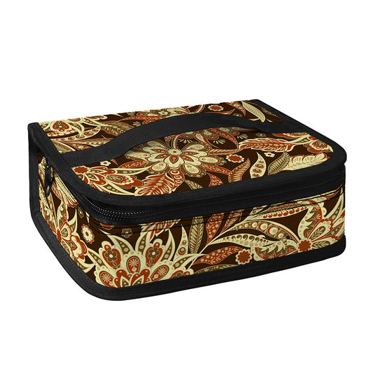 Vintage Brown Bohemian Floral Print Small Lunch Bag