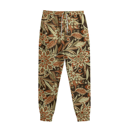 Vintage Brown Bohemian Floral Print Sweatpants