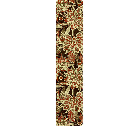 Vintage Brown Bohemian Floral Print Table Runner