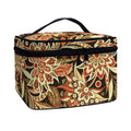 Vintage Brown Bohemian Floral Print Travel Makeup Bag