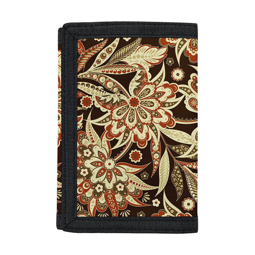 Vintage Brown Bohemian Floral Print Trifold Wallet