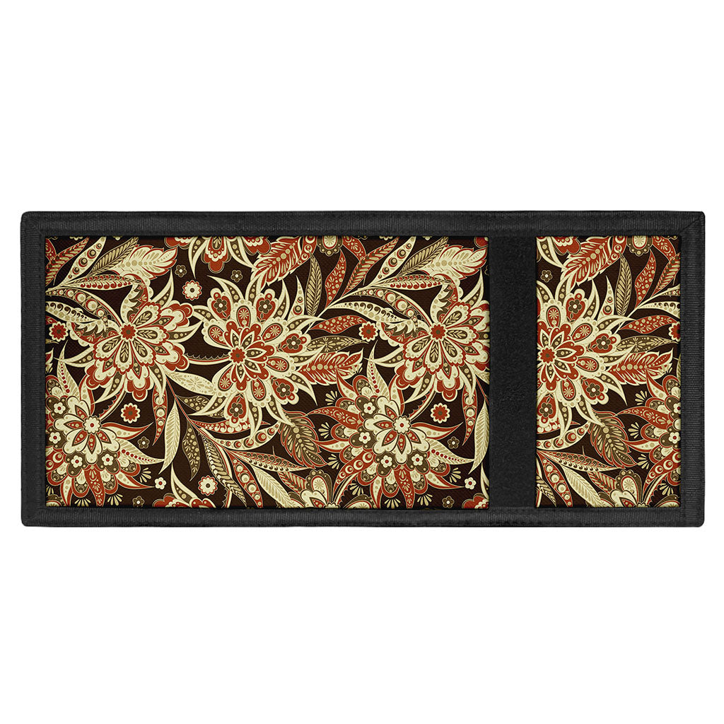 Vintage Brown Bohemian Floral Print Trifold Wallet