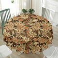 Vintage Brown Bohemian Floral Print Waterproof Round Tablecloth