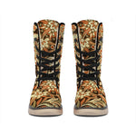 Vintage Brown Bohemian Floral Print Winter Boots
