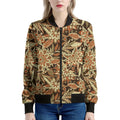 Vintage Brown Bohemian Floral Print Women's Bomber Jacket