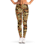 Vintage Brown Bohemian Floral Print Women's Leggings