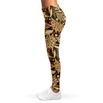 Vintage Brown Bohemian Floral Print Women's Leggings