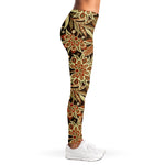 Vintage Brown Bohemian Floral Print Women's Leggings