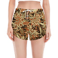 Vintage Brown Bohemian Floral Print Women's Split Running Shorts